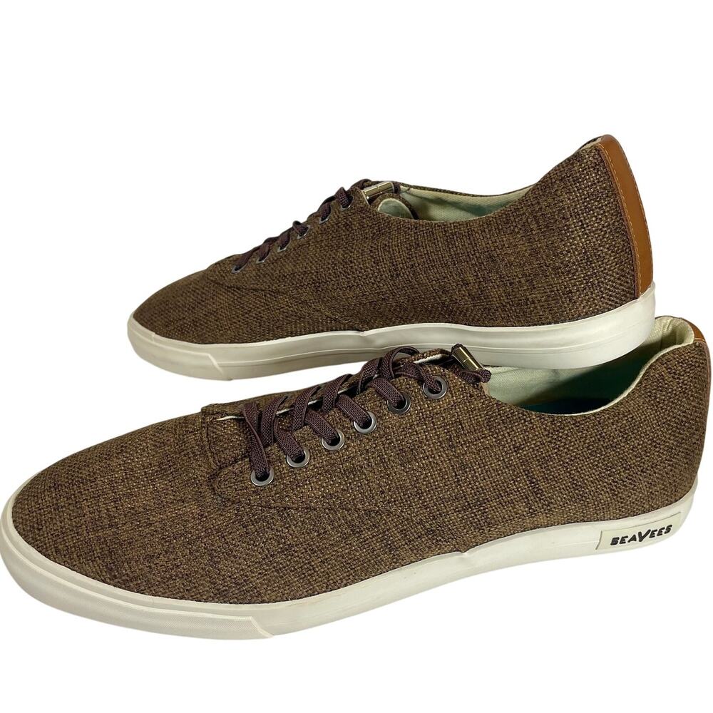 Seavees Mens Hermosa Plimsoll Raffia Low Sneaker Brown Size 11 Casual Slip-On